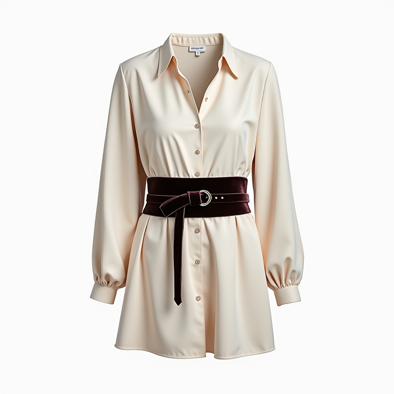 Robe chemise velours côtelé bordeaux  avec ceinture