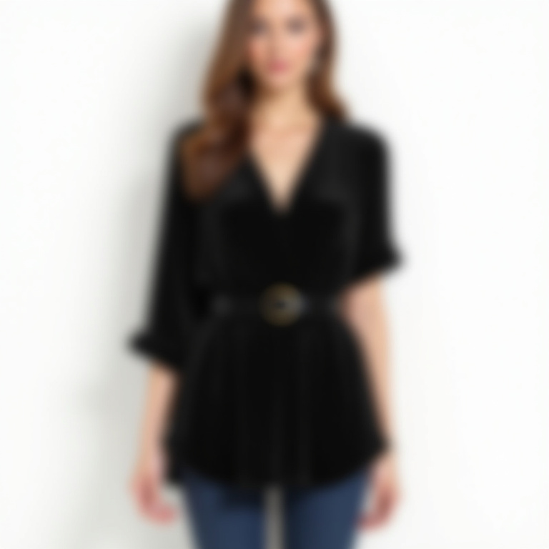 Robe chemise velours côtelé noir avec ceinture