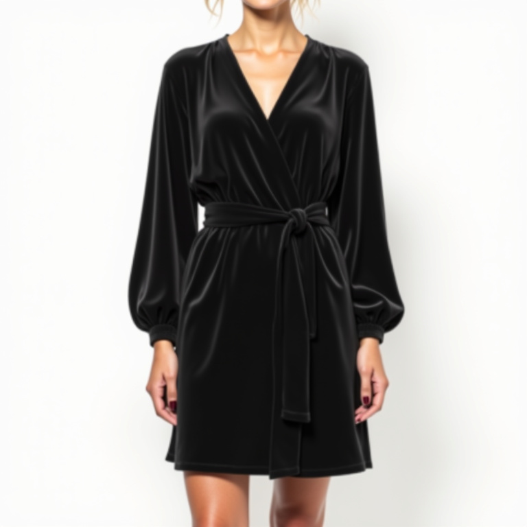 Robe chemise velours côtelé noir avec ceinture