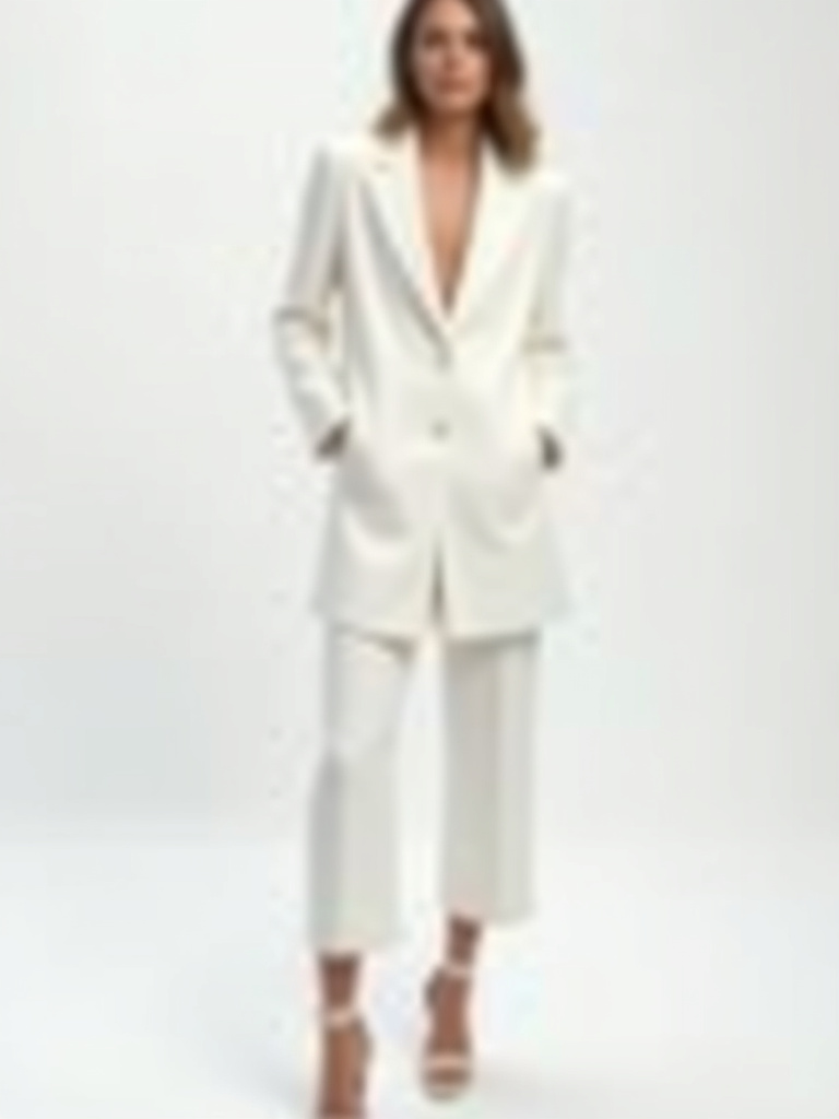 Blazer long blanc avec poches