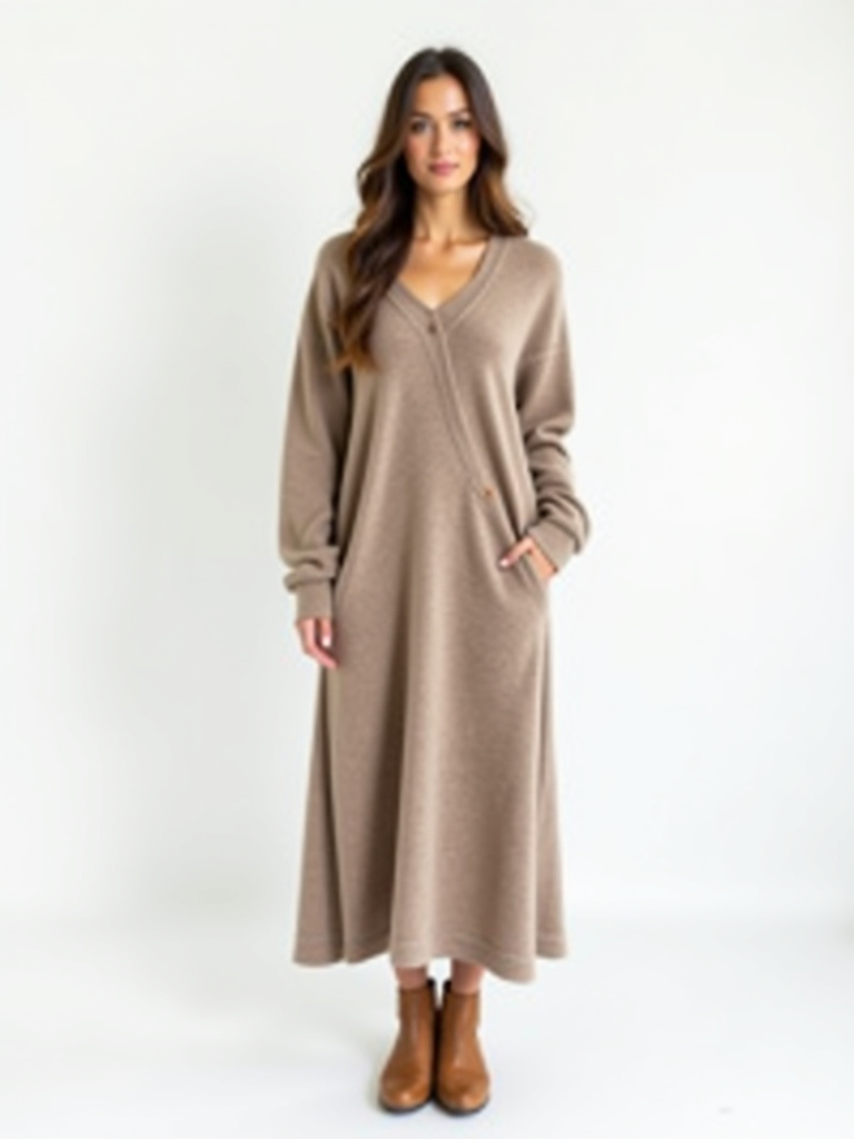 Robe pull longue col roulé plusieurs coloris
