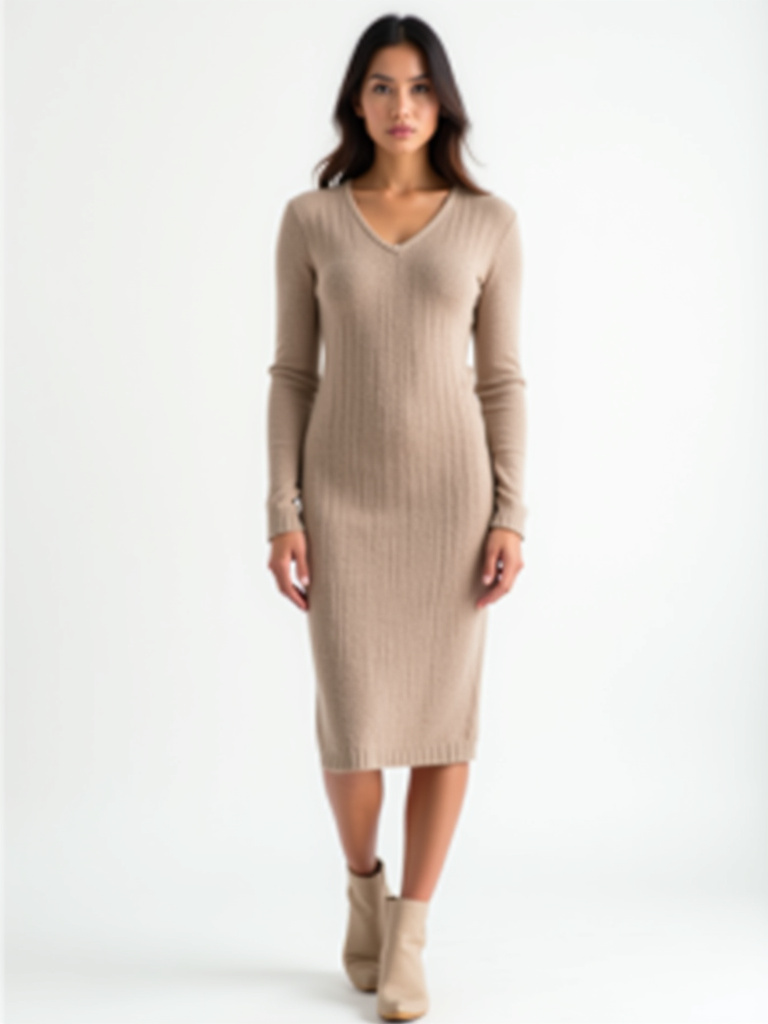 Robe pull longue col roulé plusieurs coloris