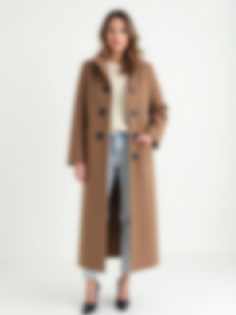 Veste longue sans manches avec poches et ceinture camel ou noir